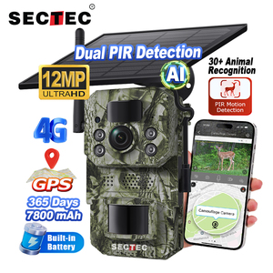 SECTEC AI 12MP GPS Tracking 4G Solar Battery Outdoor IP66 <strong>Security</strong> <strong>Camera</strong> <strong>with</strong> Camouflage Trail 940NM <strong>Light</strong> for Hunting Wildlife - Product Image 1