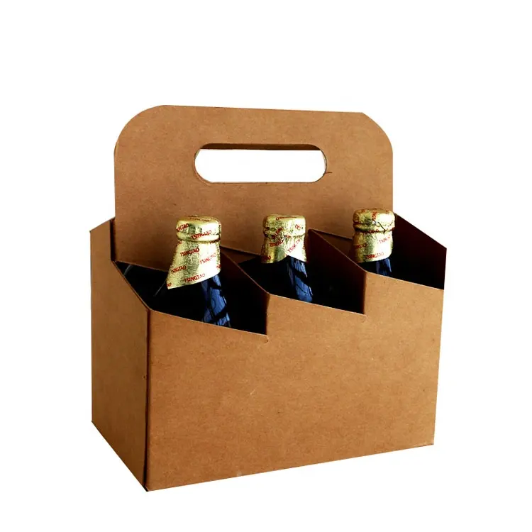 Kotak Hadiah Anggur Kertas Kardus 6 Pak Kotak Bir Pembawa Botol