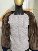 Pull personnalisé 7GG avec col en fourrure de lapin, 100% coton, style Old Money, pull à fermeture éclair intégrale