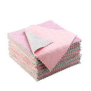 Coral Fleece Double Sided Dishcloth Thickened Microfiber Kitchen Cleaning Cloth Absorbent For Wiping Tables And Dishes - Product Image 5