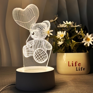Lámpara de Noche Infantil Redonda Personalizada con Ilusión Óptica 3D, Lámpara de Escritorio LED USB, Luz Blanca Cálida Regulable, Decoración para Dormitorio y Hogar, Mediana - Product Image 1