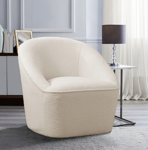 Sillón Giratorio de Estilo Moderno con Tapizado Bouclé, Suave y Versátil, Mueble para Sala de Estar, Oficina en Casa, Dormitorio, Apartamento, Hotel - Product Image 1