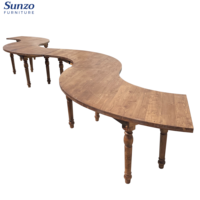 Mesa de granja curva de madera serpentina de estilo francés rústico para jardín granja boda fiesta Hotel comedor Picnic eventos