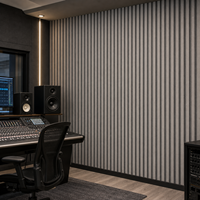 Panneau acoustique en lattes de bois gris WYRAX, feutre gris, pour bureau, salon, insonorisation