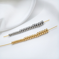 Perles entretoises rondes géométriques en acier inoxydable plaqué or 14 carats, 4 mm, 5 mm, 6 mm, pour la fabrication de bijoux et bracelets DIY