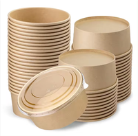 Récipient alimentaire jetable à impression personnalisée saladier rond blanc bols à soupe chauds en papier avec couvercle en papier