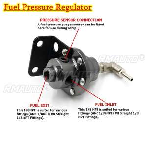 Regulador de Presión de Combustible Universal Ajustable de Aluminio en Negro, Titanio, Rojo, Dorado, Plateado y Azul con Kit de Manómetro, 6 Colores - Product Image 5