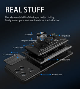 Fundas de teléfono móvil con ranura para tarjetas de anillo para Infinix Hot 60 Pro Plus Smart 10 Plus Spark 40 Pro Plus Pova 7 6 fundas traseras para cámara deslizante - Product Image 6