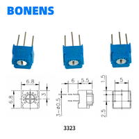 Potentiomètre de réglage linéaire BONENS 10k Ohm à une tour, 3323V 103, préréglé, en céramique métallique