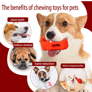 Hundekau-Spielzeug mit Quietscher, Cartoon-Design, Langlebiger Gummiknochen zur Zahnreinigung, Kau- und Leckspielzeug für Mittelgroße Hunde und Welpen - Product Image 1