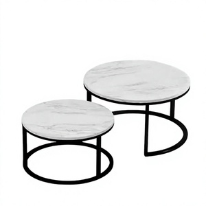 Table basse extensible de luxe nordique contemporaine avec plateau en marbre, en fer blanc et or, pour salon et hôtel - Product Image 3
