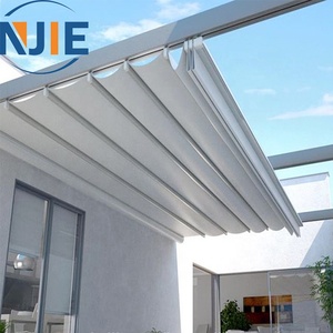 Pergola Motorizzata Retrattile con Telaio in Alluminio Impermeabile <span class=keywords><strong>per</strong></span> Esterni, <span class=keywords><strong>Copertura</strong></span> in Tessuto PVC 850g, Funzionamento Manuale, Autoportante e Resistente al Vento - Product Image 4