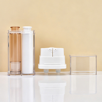 Offre Spéciale – Flacons Pompe Airless en Plastique Double Tube 2-en-1 à Double Compartiment pour Crème Visage, Crème Contour des Yeux et Sérum