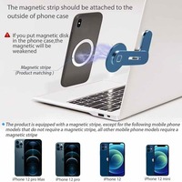 Support magnétique rotatif à 360° en alliage d'aluminium pour tablette et ordinateur portable avec autocollant en métal offert