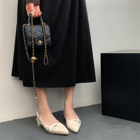 Chaussures de mariée exquises de style coréen, à enfiler, couleur champagne unie, talons compensés en cristal, pour femme, bout pointu, en PVC, avec boucle rehaussante