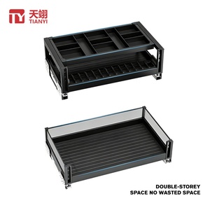 TIANYI Modern Double Layer Pull-Out Eco-Friendly Multi-Function Steel <b>Kitchen</b> Cabinet Organizer Drawer Basket - Product Image 2
