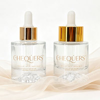 Flacon cosmétique en verre à base épaisse et épaule plate, 30 ml 50 ml, avec pompe compte-gouttes pour sérum facial, huile essentielle, emballage de soins de la peau