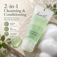 Shampooing et après-shampooing 2 en 1 pour hôtel, spa et resort, tube givré écologique, logo personnalisé imprimé.