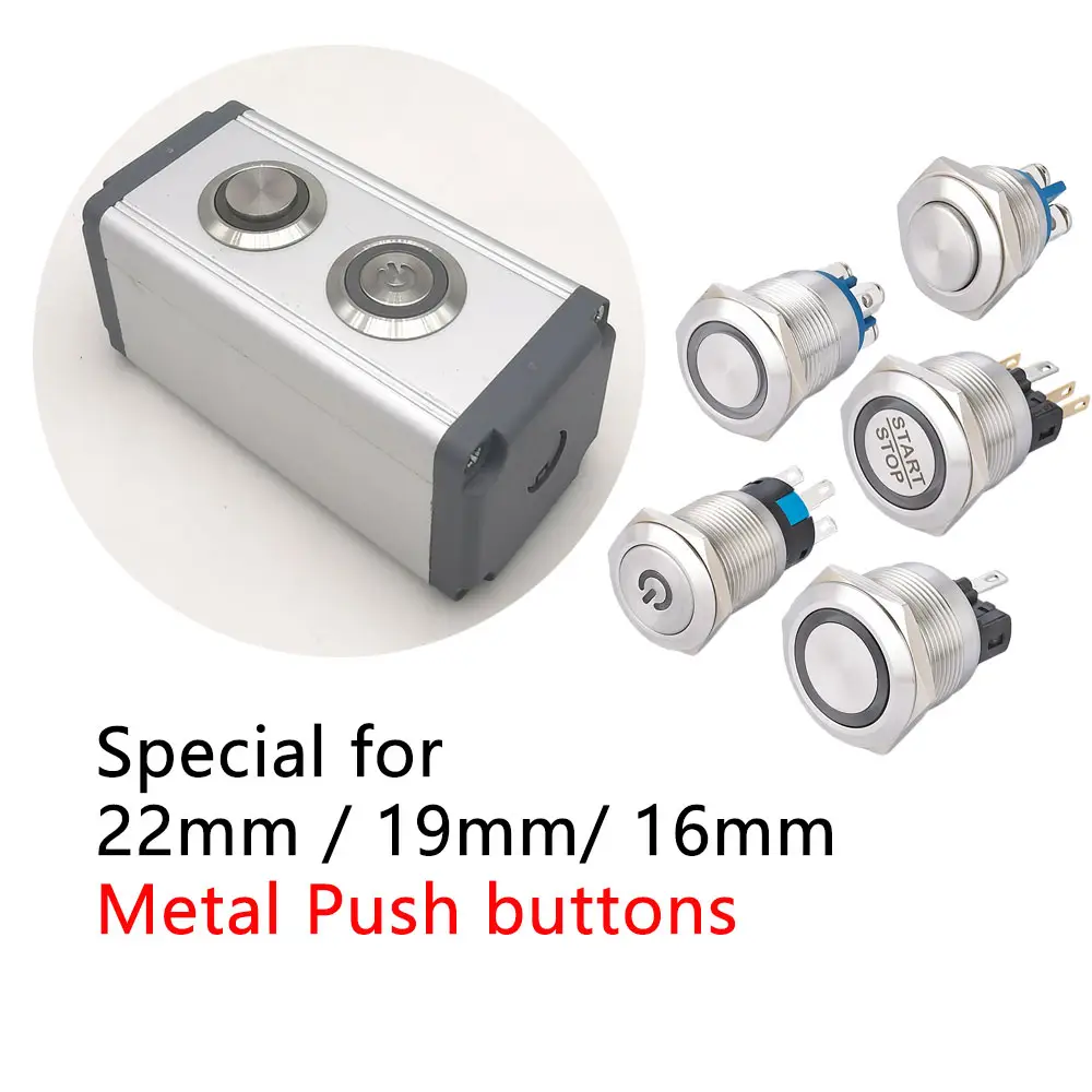 16mm/19mm/22mm 1/2/3/4/5/6 fori impermeabile di Alluminio lega di Metallo Push Button Switch box