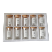 Ensemble de 10 pots à épices de cuisine, transparents, en verre borosilicate de 250 ml, avec couvercle noir