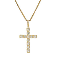 Pendentif Croix Hip Hop Carré et Rond avec Grand Zircon, Accessoires DJ et Danse Urbaine
