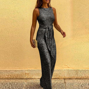 Nouvelle Collection 2026 : Combinaison Femme Dorée à Paillettes, Sans Manches, Taille Haute, Dos Nu, Pantalon Long – Tenue Sexy pour Soirées et Clubs – Vente en Gros et Dropshipping - Product Image 3
