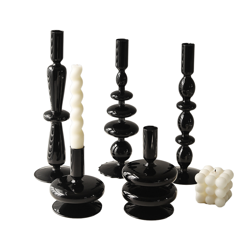 Modern Vintage Black Glass Handmade Round