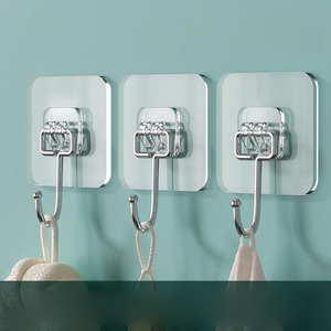 Transparent <b>Wall</b> Hooks Square Stainless Steel Removable Bathroom Hook Minimalist Design - Product Image 1