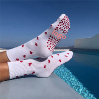 Chaussettes de yoga et de Pilates antidérapantes à rayures pour femmes, avec logo tricoté personnalisé, de haute qualité, pour la pratique du Reformer – Vente en gros