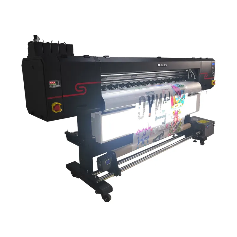 Audley-impresora de etiquetas F3 de 1,8 m, máquina de impresión de inyección de tinta UV, rollo a rollo, con tres cabezales i3200, impresión para cartel flexible de vinilo