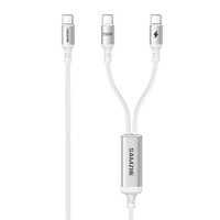 Câble de charge rapide SAMZHE en nylon tressé orange 1,5 m Type-C 2-en-1 PD100W 5A pour tablettes et téléphones iOS, ordinateurs et appareils photo