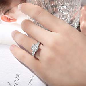 Juego de anillos de moissanita VVS de 3 quilates, Plata de Ley 925, joyería de moissanita elegante y lujosa, anillo de moissanita Marquesa - Product Image 6