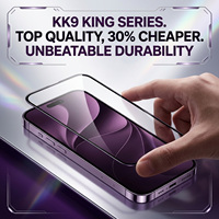 Protection d'écran en verre KK9 personnalisée par le fabricant pour iPhone 18 Pro 17 Pro, résistance aux chocs de 50 kg, HD anti-éclats, accessoires mobiles