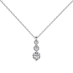 Colliers pendentifs en forme de barre Dylam Classic en argent sterling 925 plaqué rhodium avec 3 pierres en zircone cubique 5A - Product Image 1