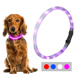 Özel silikon malzeme şarj edilebilir parlayan Light up köpek tasması gece yürüyüş için yanıp sönen LED köpek tasması kesilebilir - Product Image 3