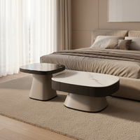 Table basse contemporaine en marbre noir pour salon, grande table basse moderne avec rangement, rectangulaire