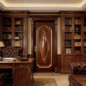 Porte en bois massif sculptée à la main de qualité supérieure, porte intérieure en bois de luxe sur mesure avec un design de sculpture exquis - Product Image 5