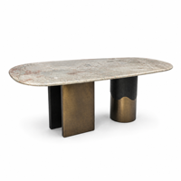 Table à manger en marbre italien de luxe, pierre naturelle, meubles de salle à manger personnalisables