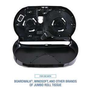 Dispensador de papel higiénico doble jumbo Boardwalk R4070BKBW de 20.25 pulgadas X 6 pulgadas X 12.25 pulgadas Dispensador de Jabón Líquido Negro - Product Image 6