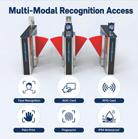 Barrière à battant rétractable en acier inoxydable, contrôle d'accès par RFID, code QR et reconnaissance faciale, moteur sans balais, IP54, directement de l'usine