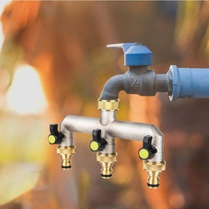 3 Ways Brass Garden <b>Outside</b> Tap Splitter 3/4" Water Taps Distributor Multi Tap Connector Faucet Splitter for Hose Pipe Fittings - Product Image 5