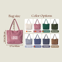 Sacs à bandoulière d'hiver confortables sur mesure, couleur personnalisée, sacs fourre-tout vintage tendance, sac fourre-tout durable en velours côtelé marron avec logo