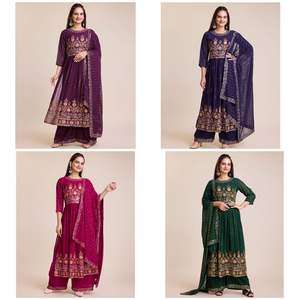 Sharara Kurti de diseño moderno de lujo de alta calidad con traje Dupatta Salwar para bodas y fiestas de proveedor indio - Product Image 5