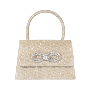 Women Shinny Bow Evening <b>Bag</b> Sparkly Rhinestone Handle <b>Bag</b> Detachable Metal Chain Clutch Purse for Wedding Cocktail - Product Image 2