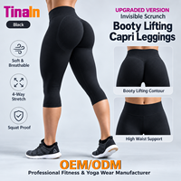 Pantalon Capri de Tennis Confortable pour Femme, Taille Mi-Haute, Sans Coutures, Effet Ventre Plat, Extensible 4 Directions, Anti-Transpiration, Personnalisable, Fournisseur d'Usine OEM