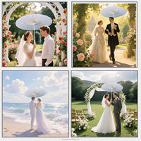 Parasol en bambou blanc vierge 60/84 cm pour peinture DIY, décoration de mariage, douche nuptiale, accessoire photo, cadeau de fête