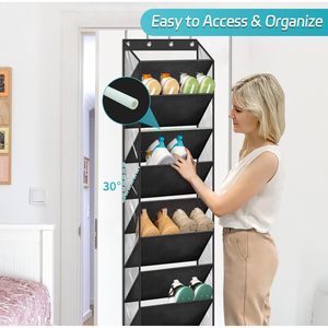 10 Tier Clear Over The Door <b>Shoe</b> Organizer Deep Pockets Hanging Rack For Closet Door Fit 20 Pairs Black - Product Image 4