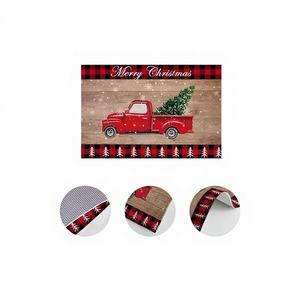 Alfombra de Entrada con Diseño de Auto de Año Nuevo, 45x70cm, Base Tejida Antideslizante, Decorativa, Regalo, Impresión Digital, Delgada, Hecha de Poliéster Resistente - Product Image 1
