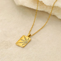 Classique pas de décoloration soleil Zircon 18K plaque d'or chaînes fines en acier inoxydable collier pendentif femme pour les femmes