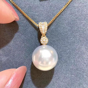 Colgante de Plata S925 WENCHI con Cuentas Redondas de 8-13mm, Accesorio para Collar de Oro K DIY, Modelo Serie 10325 - Product Image 2